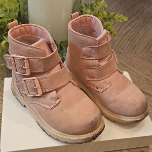 Carter's Pink Double Buckle Velcro Boots Size 10